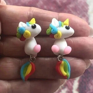 3 for $25/ ADORABLE Colorful Unicorn Clay Polymer Earrings NWT
